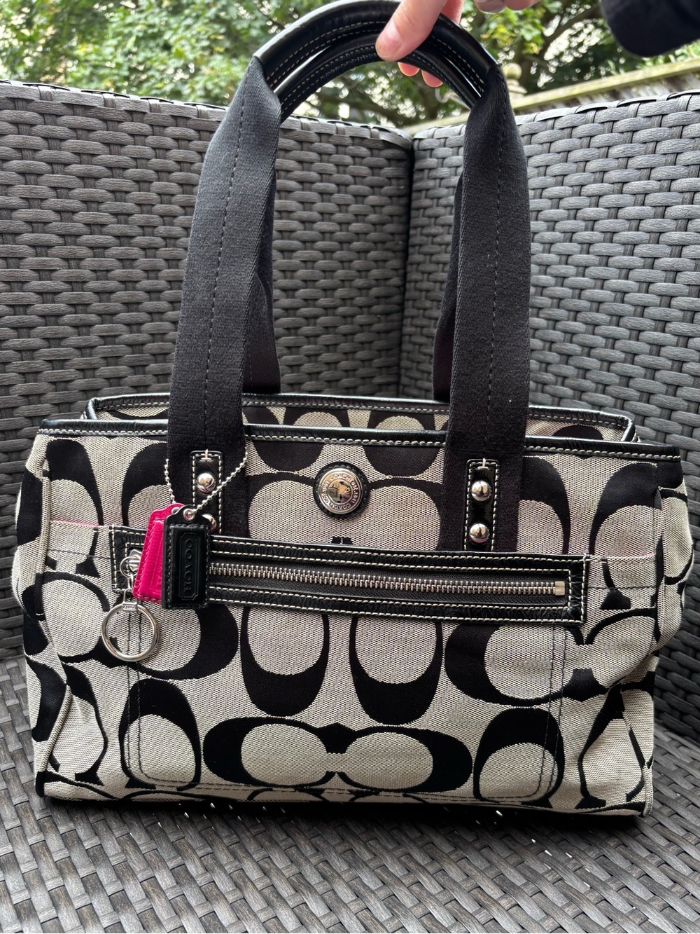Coach Daisy Signature Tote Dual Hangtags Large C Monogram Shoulder Bag